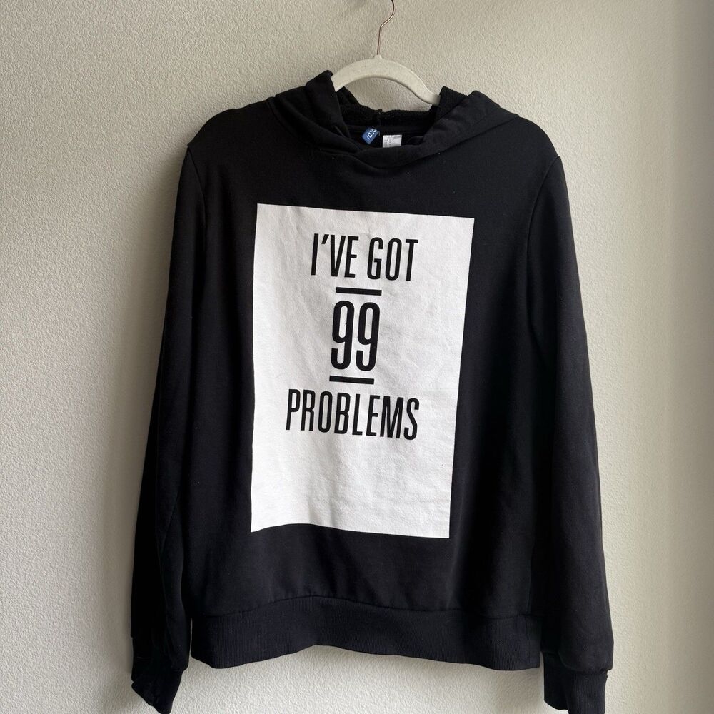 Black Hoodie Pullover Unisex Size M Slightly Distressed I Got 99 Problems